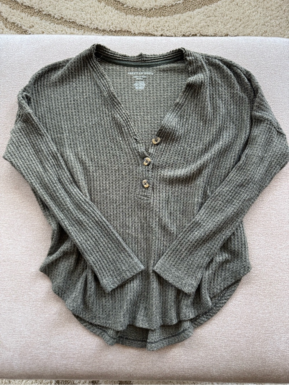 American Eagle Waffle-Knit Henley